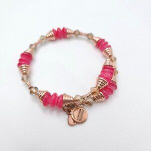 Alex and Ani Haven Wrap Coral Pink Rose Gold Tone Beaded Expendable Bracelet